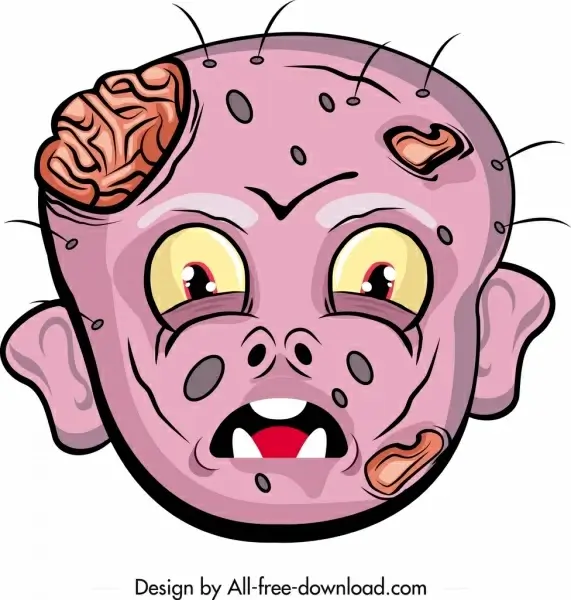 horrible halloween mask template injury face icon cartoon character