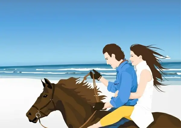 Horse Riders on Beach 