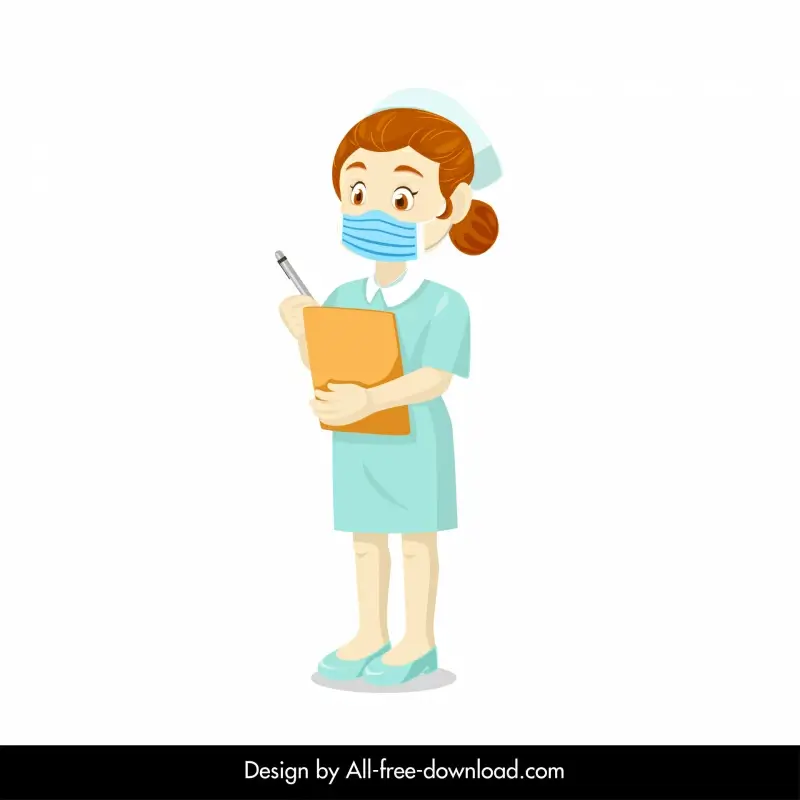 hospital nurse icon cute cartoon character outline 