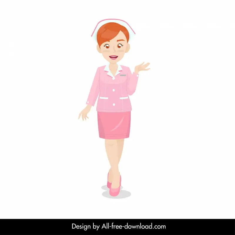 hospital nurse icon elegant costume cute cartoon character outline 