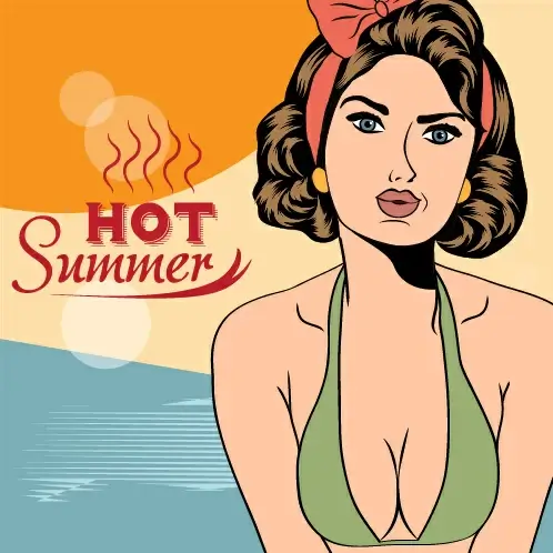 hot summer sexy woman vector background