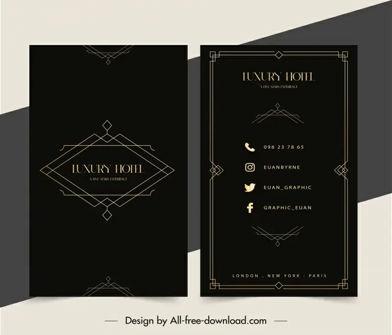 hotel business card template elegant dark