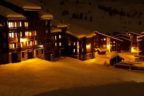 hotels at night in winter