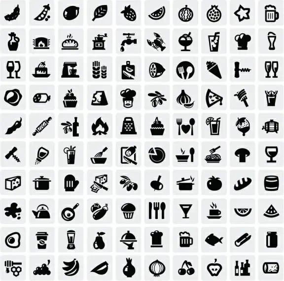 huge collection of black and white icons vector