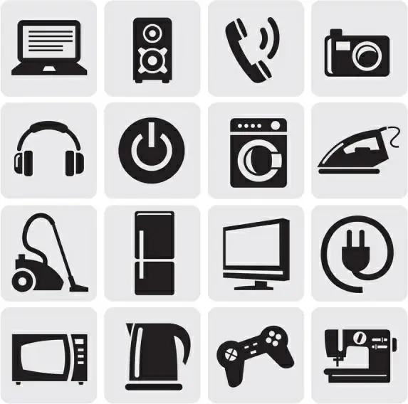 huge collection of black and white icons vector