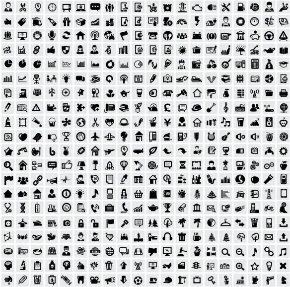 huge collection of black and white icons vector