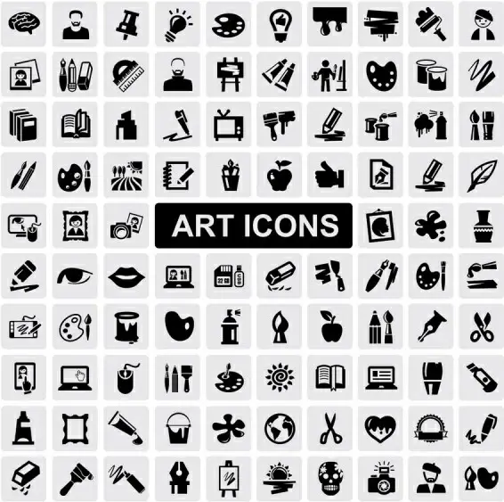 huge collection of black and white icons vector