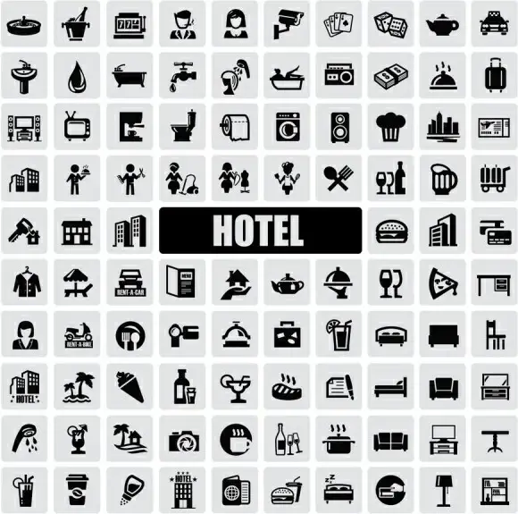 huge collection of black and white icons vector