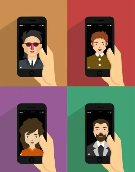 human avatar icons smartphones portrait isolation