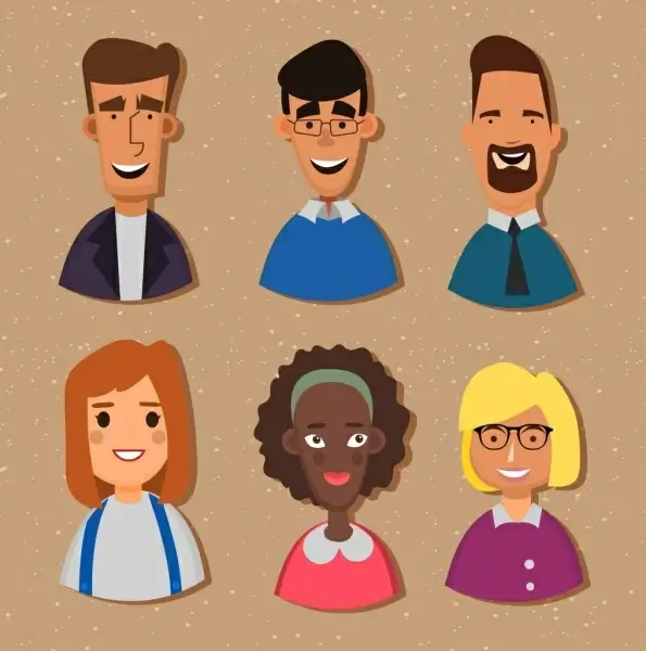 human avatars collection colored cartoon icons