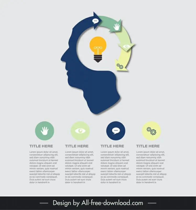 human head infographic template face silhouette lightbulb arrow cycle 