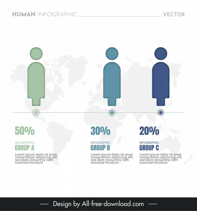 human infographic template flat people icon world map blurry 