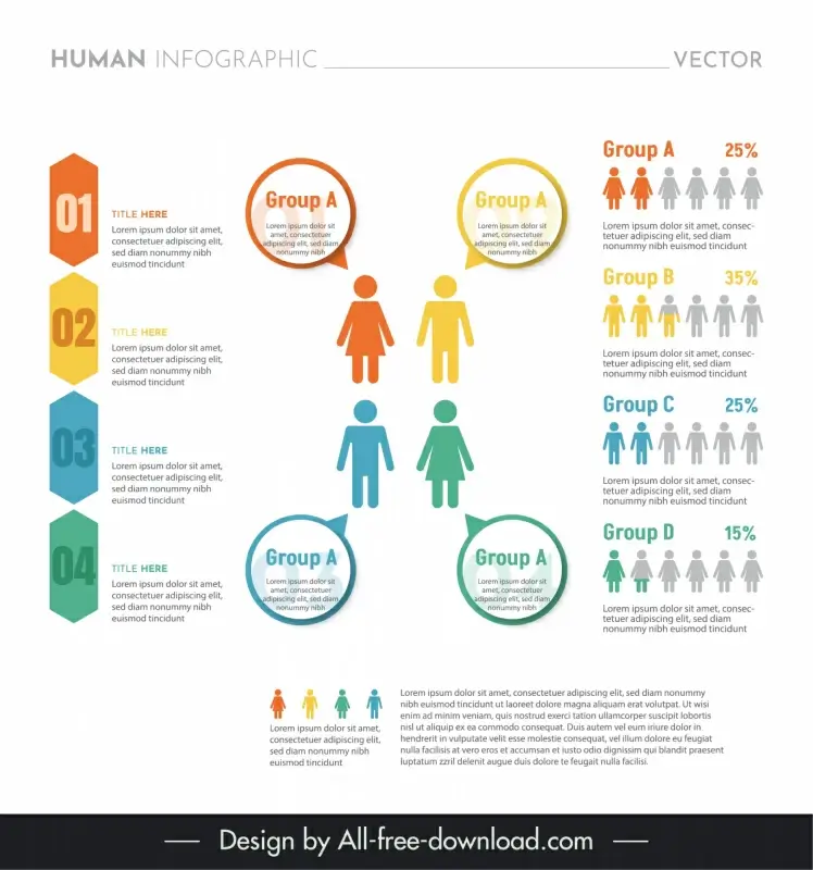 human infographic template flat people icons speech bubbles 