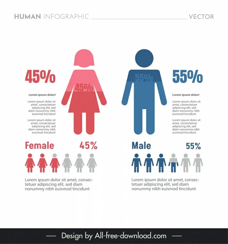 human infographic template male female icons