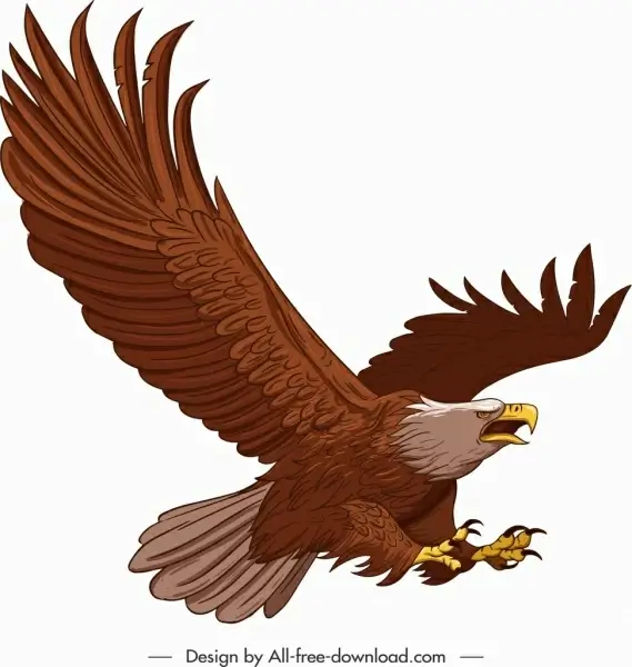 hunting eagle icon flying gesture straight wings sketch