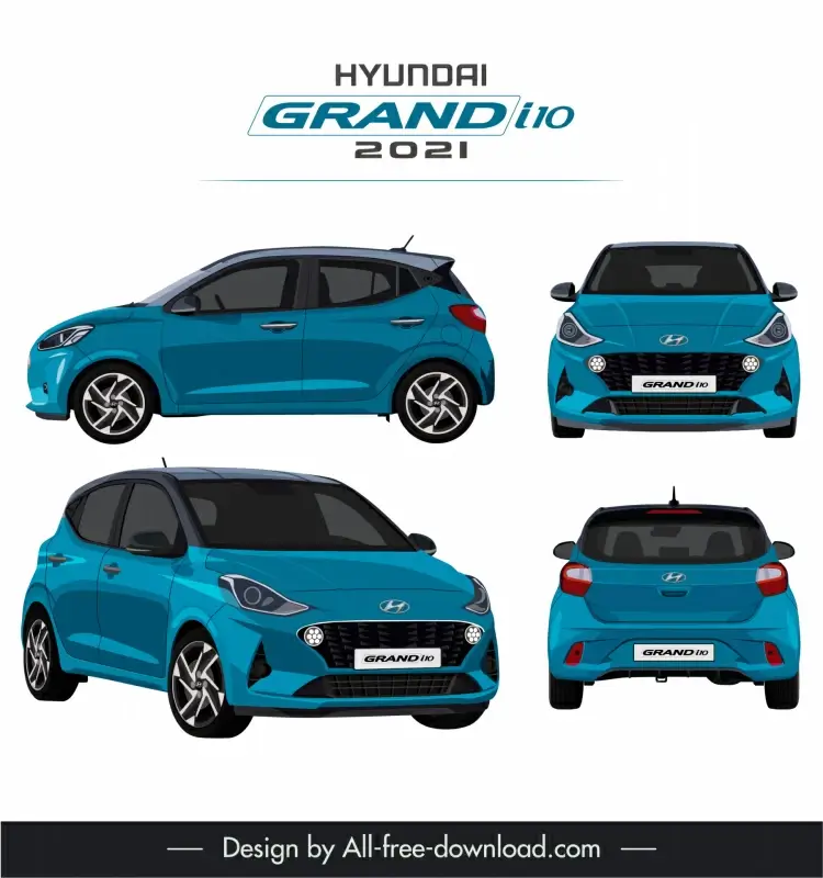 hyundai grand i10 2021 car models advertising template modern different views sketch