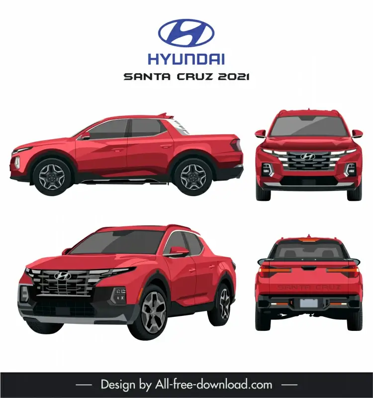 hyundai santa 2021 car models advertising template modern 3d different views sketch