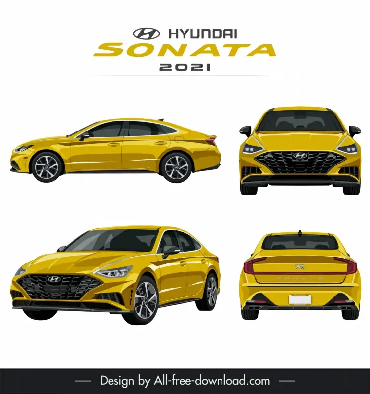 hyundai sonata 2021 car advertising template modern different views sketch