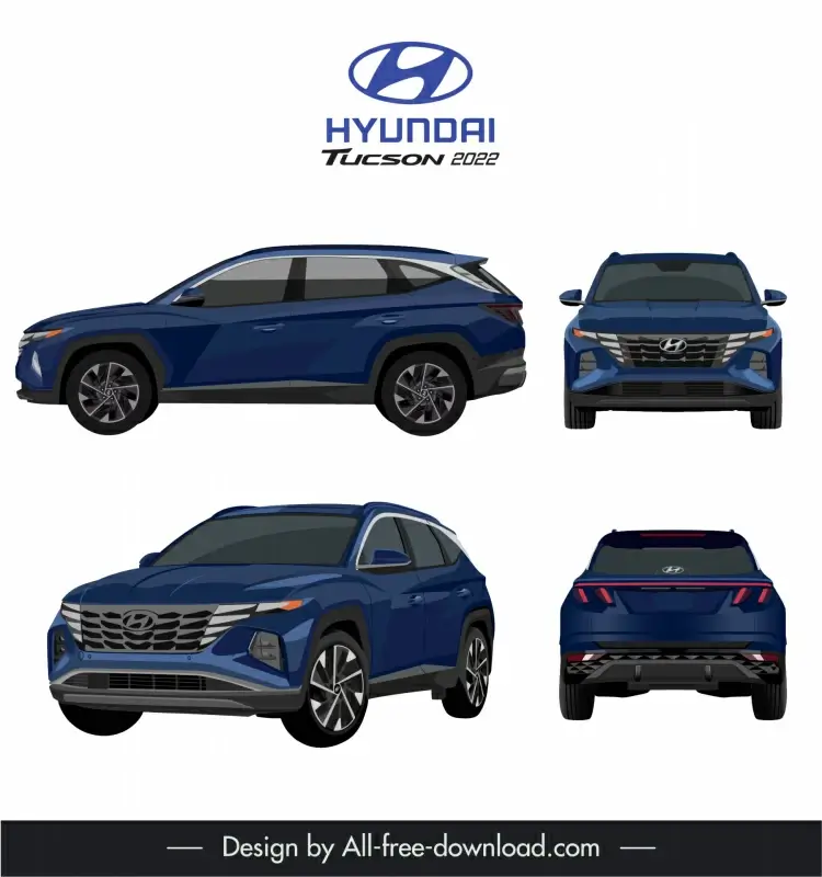 hyundai tucson 2022 car advertising template modern different views outline 