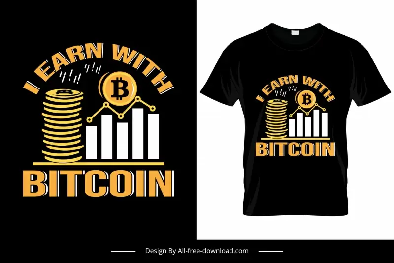 i earn with bitcoin tshirt template coins chart texts decor