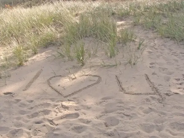 i love you in sand