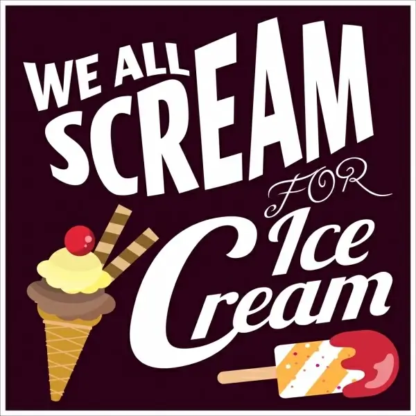 ice cream advertisement colored icon big white words
