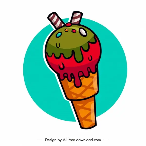 ice cream icon colorful flat sketch colorful classic