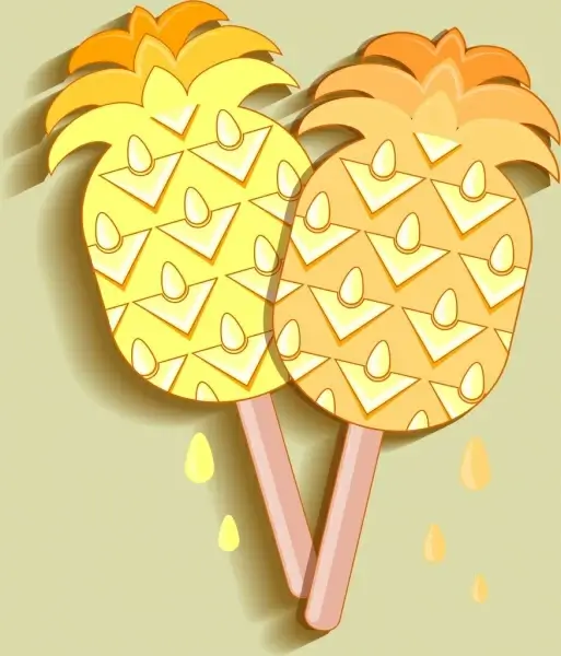 ice cream icon pineapple shape decor flat design