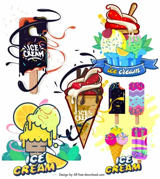 ice cream icons colorful decor