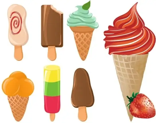 ice cream popsicles vector