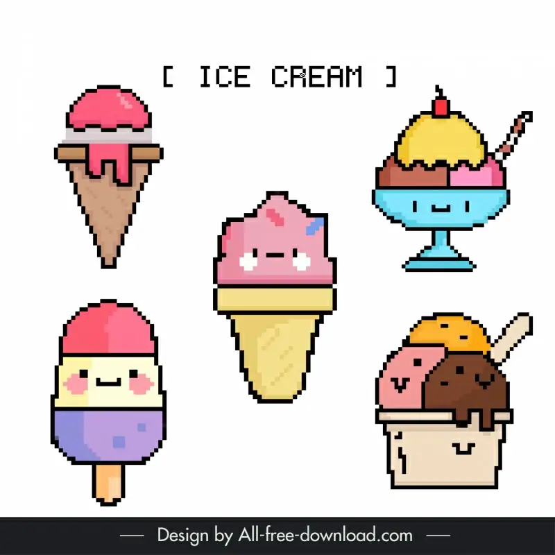 ice cream shop icon cute stylized pixel art
