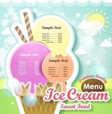ice cream sweet food menu design vector 