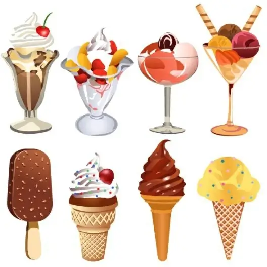 ice cream icons collection multicolored 3d decor