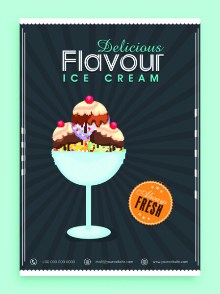 ice cream vintage poster vector