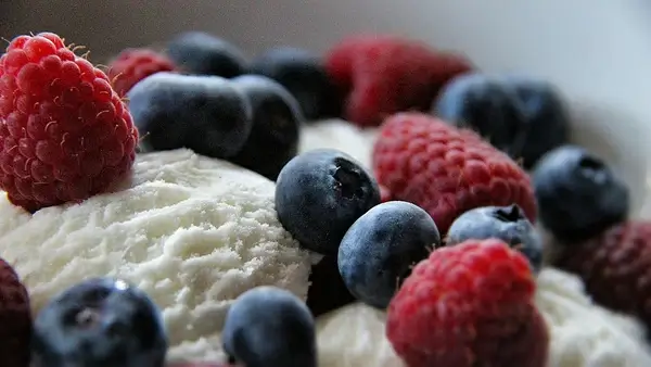 ice cream with berries