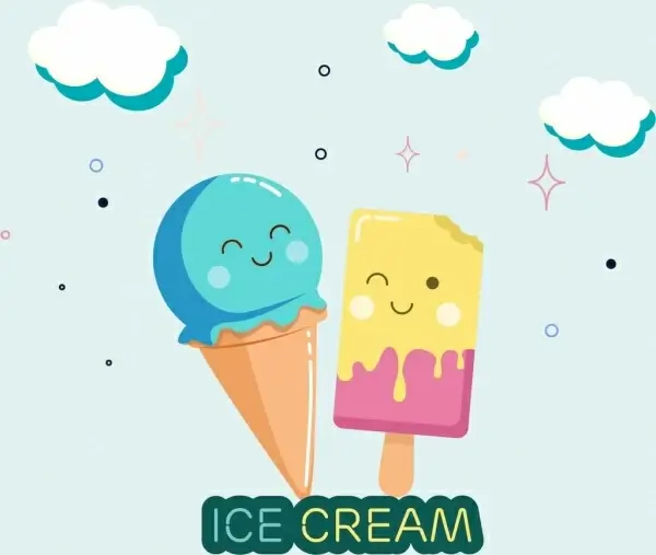 ice creams background cute stylized design