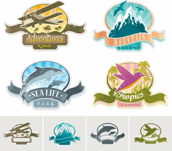 adventure logotypes classic design emblems ribbon decor