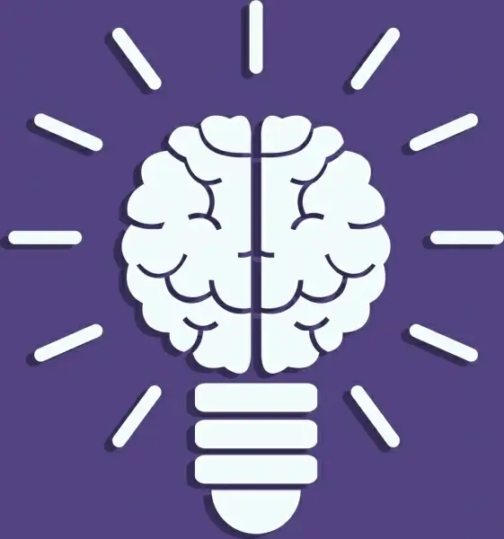 idea concept background brain lightbulb icon flat design
