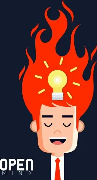 idea conceptual background lightbulb fire head icons