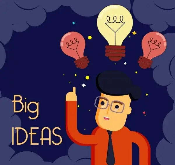 idea conceptual background man lightbulbs icons cartoon character