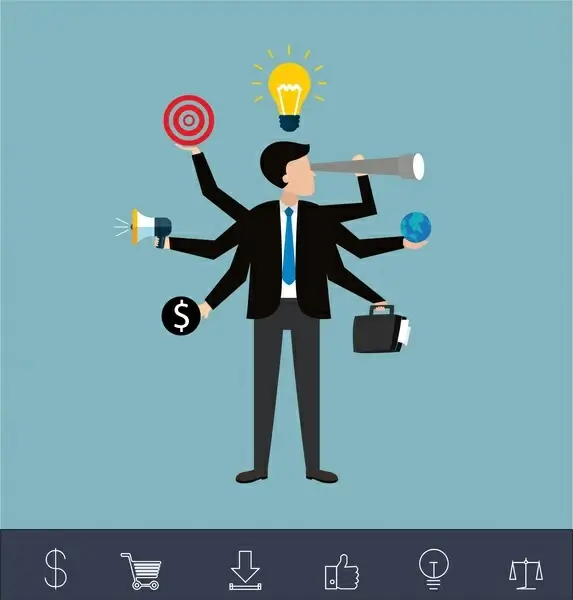 ideas achievement concept design with businessman and icons