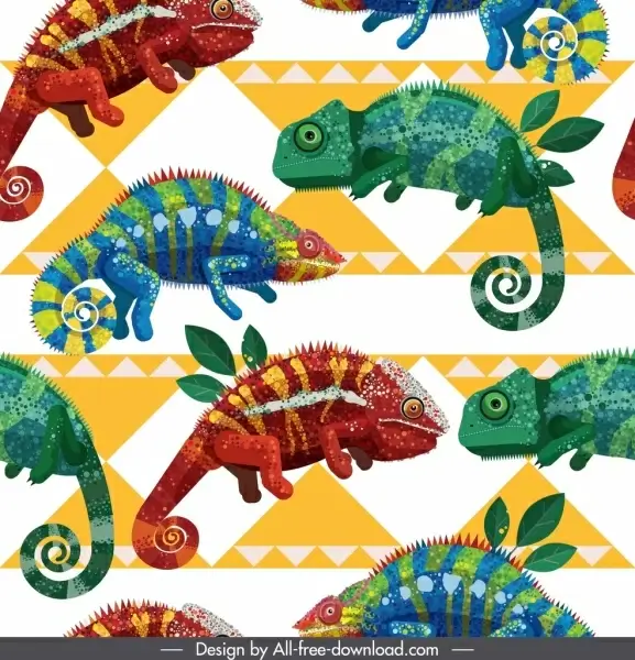 iguana pattern colorful modern repeating design