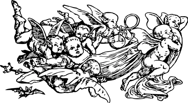 Imps Stealing Baby clip art