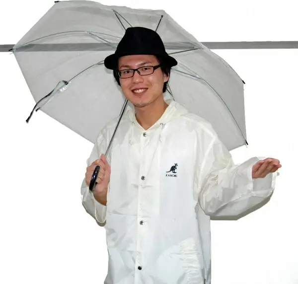 in raincoat