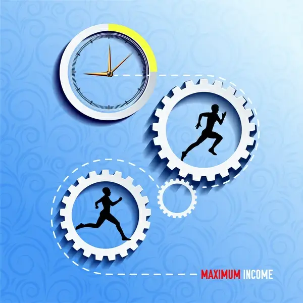 income development vector illustration with gears and clock
