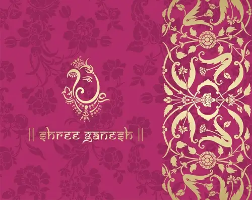 indian floral ornament with pink background vector