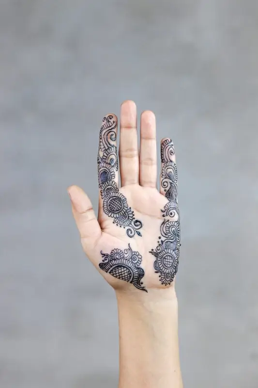 indian mehndi art picture elegant bright hand closeup
