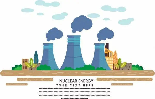 industrial concept design colored nuclear plant icon