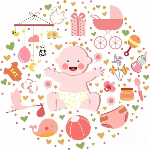 infant accessories design elements round layout cute kid