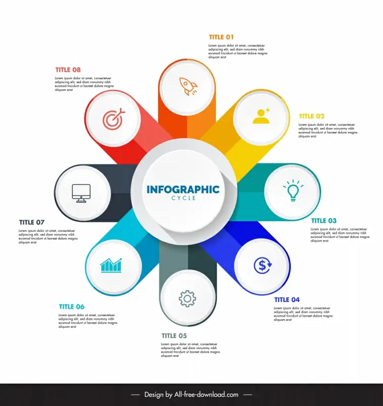 infographic cycle template modern flat symmetric circles layout